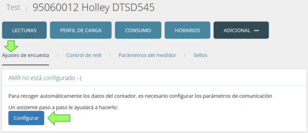 Configuración de la encuesta del medidor en la plataforma AMI